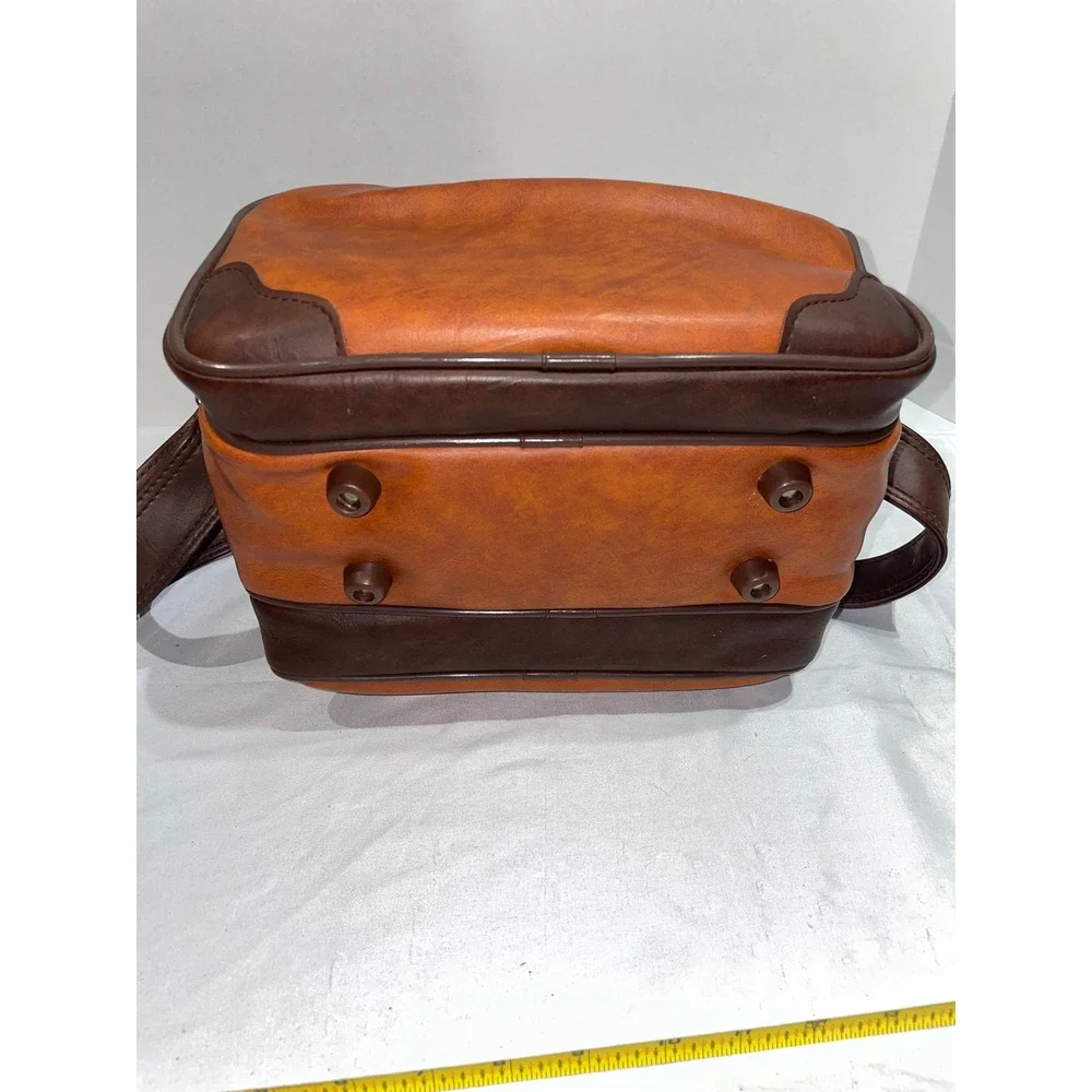Vintage Style Brown‎ Faux Leather Camera Bag Travel Utility Case Shoulder Strap